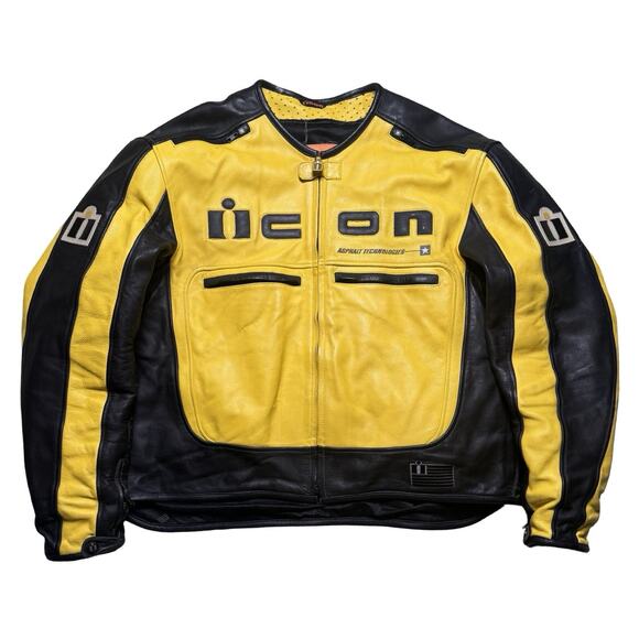 Icon Motorhead Leather Biker Jacket Asphalt Armored Vented Kill Bill Men's 3 XL - Picture 1 of 8